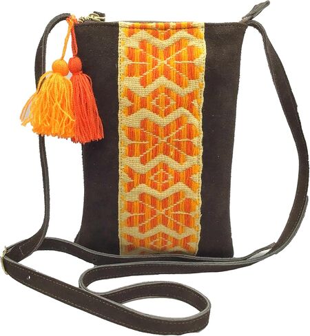 Crossbody "Angelica", made by Jühue Artesanal, Made in Mexico, Grey bag, handembroidery, unique piece, Embroidered bag, Mexican embroidery, Handmade, Suede Crossbody, Crossbody embroidery in Saudi Arabia