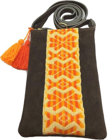 Crossbody "Angelica", made by Jühue Artesanal, Made in Mexico, Grey bag, handembroidery, unique piece, Embroidered bag, Mexican embroidery, Handmade, Suede Crossbody, Crossbody embroidery in Saudi Arabia