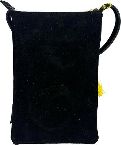 Crossbody "Angelica", made by Jühue Artesanal, Made in Mexico, Black bag, handembroidery, unique piece, Embroidered bag, Mexican embroidery, Handmade, Suede Crossbody, Crossbody embroidery in Saudi Arabia