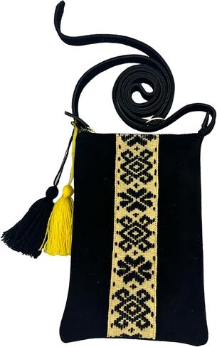 Crossbody "Angelica", made by Jühue Artesanal, Made in Mexico, Black bag, handembroidery, unique piece, Embroidered bag, Mexican embroidery, Handmade, Suede Crossbody, Crossbody embroidery in Saudi Arabia
