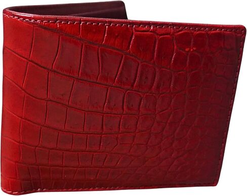 Genuine Crocodile Alligator Leather Skin Men's Bifold Wallet (Burgundy Belly) in Saudi Arabia