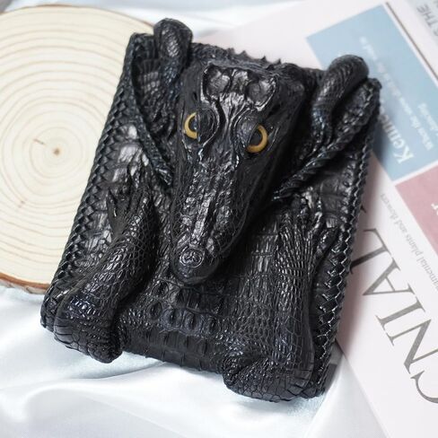 Genuine Crocodile Alligator Leather Skin Men's Bifold Wallet (Burgundy Belly) in Saudi Arabia
