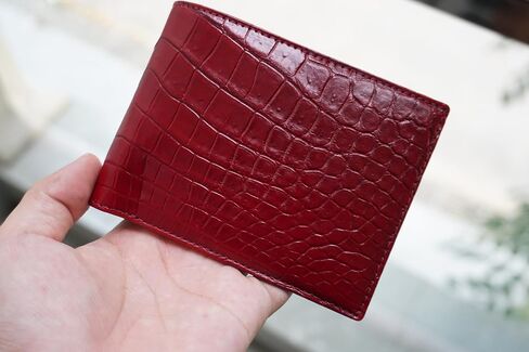 Genuine Crocodile Alligator Leather Skin Men's Bifold Wallet (Burgundy Belly) in Saudi Arabia