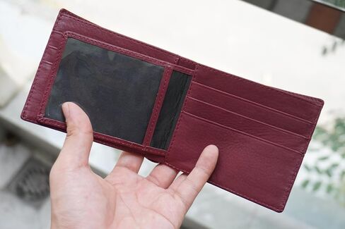 Genuine Crocodile Alligator Leather Skin Men's Bifold Wallet (Burgundy Belly) in Saudi Arabia