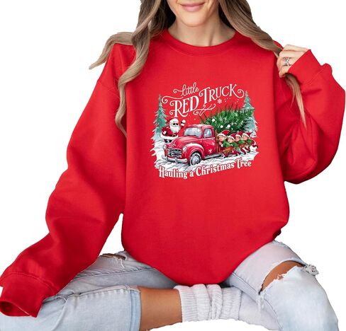 Christmas Red Truck Sweatshirt, Merry Christmas Truck Sweatshirt, Christmas Family Matching Hoodie in Saudi Arabia