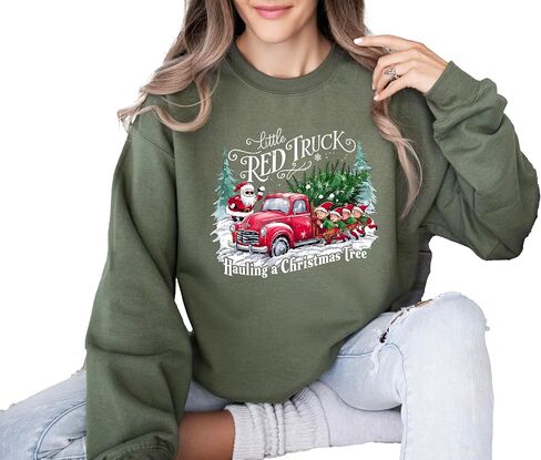 Christmas Red Truck Sweatshirt, Merry Christmas Truck Sweatshirt, Christmas Family Matching Hoodie in Saudi Arabia