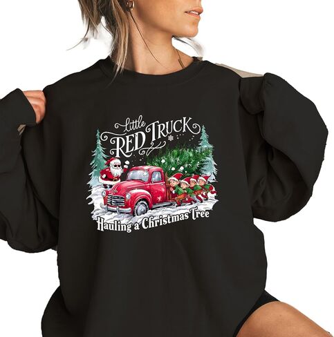 Christmas Red Truck Sweatshirt, Merry Christmas Truck Sweatshirt, Christmas Family Matching Hoodie in Saudi Arabia