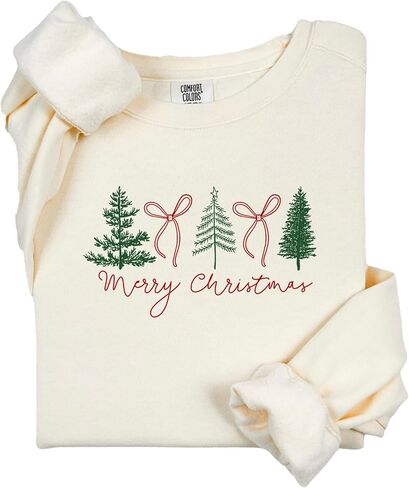 Comfort Colors, Preppy Christmas Tree Sweatshirt, Christmas Coquette Bow, Merry Christmas Sweater, Coquette Merry Christmas Sweatshirt in Saudi Arabia