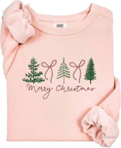 Comfort Colors, Preppy Christmas Tree Sweatshirt, Christmas Coquette Bow, Merry Christmas Sweater, Coquette Merry Christmas Sweatshirt in Saudi Arabia
