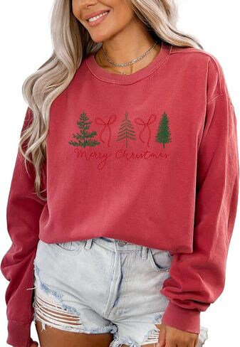 Comfort Colors, Preppy Christmas Tree Sweatshirt, Christmas Coquette Bow, Merry Christmas Sweater, Coquette Merry Christmas Sweatshirt in Saudi Arabia