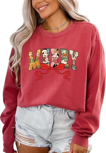 Retro Merry Christmas Comfort Colors Sweatshirt, Holiday Crewneck For Women, Winter Gift, Family Matching Xmas Sweatshirt in Saudi Arabia