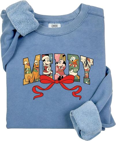 Retro Merry Christmas Comfort Colors Sweatshirt, Holiday Crewneck For Women, Winter Gift, Family Matching Xmas Sweatshirt in Saudi Arabia