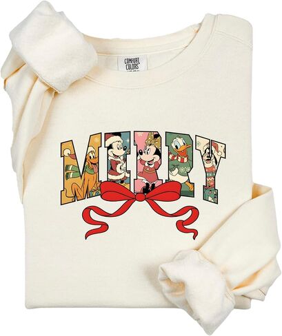 Retro Merry Christmas Comfort Colors Sweatshirt, Holiday Crewneck For Women, Winter Gift, Family Matching Xmas Sweatshirt in Saudi Arabia