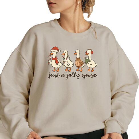 Just A Jolly Goose Sweatshirt, Christmas Goose Sweatshirt, Duck Christmas Hoodie, Cute Holiday Sweatshirt, Xmas Gifts in Saudi Arabia