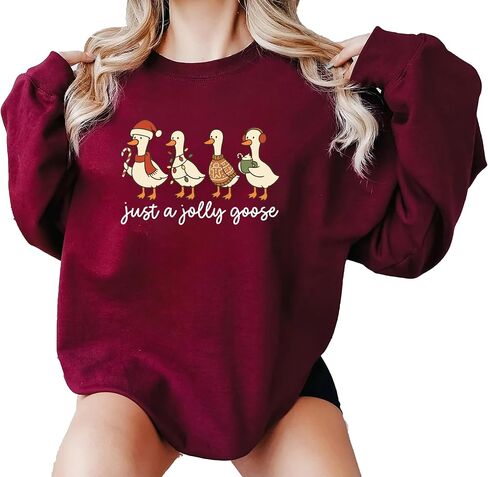 Just A Jolly Goose Sweatshirt, Christmas Goose Sweatshirt, Duck Christmas Hoodie, Cute Holiday Sweatshirt, Xmas Gifts in Saudi Arabia