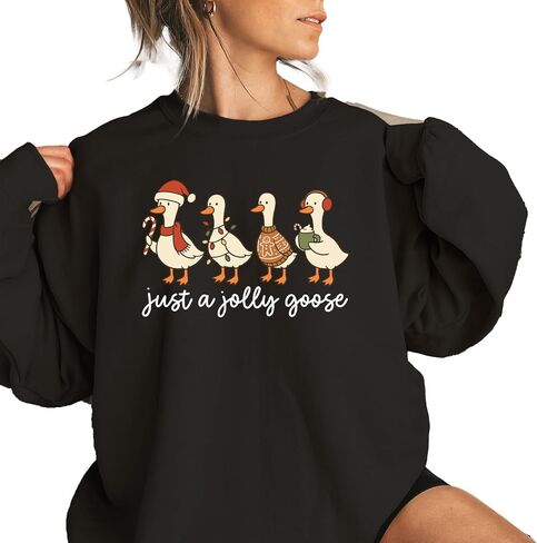 Just A Jolly Goose Sweatshirt, Christmas Goose Sweatshirt, Duck Christmas Hoodie, Cute Holiday Sweatshirt, Xmas Gifts in Saudi Arabia