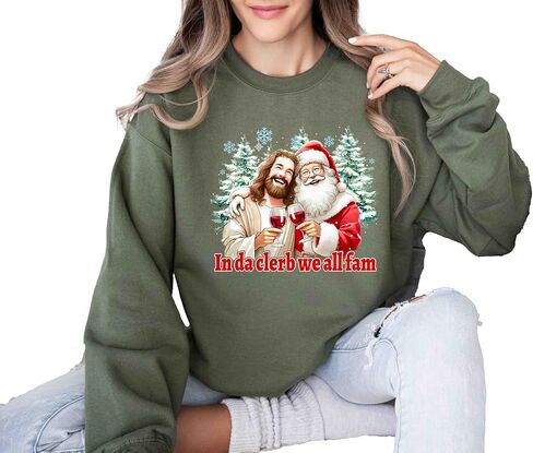 سويت شيرت In Da Clerb We All Fam Jesus، قميص Coquette، تي شيرت نسائي للعطلات، قميص عطلة ريترو، تي شيرت للحفلات in Saudi Arabia