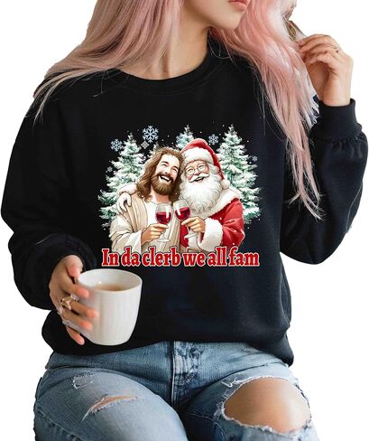 سويت شيرت In Da Clerb We All Fam Jesus، قميص Coquette، تي شيرت نسائي للعطلات، قميص عطلة ريترو، تي شيرت للحفلات in Saudi Arabia