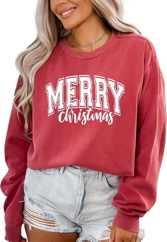Comfort Colors Merry Christmas Sweatshirt, Christmas Sweater, Holiday Sweatshirt, Merry and Bright, Christmas Party, Winter Shirt in Saudi Arabia
