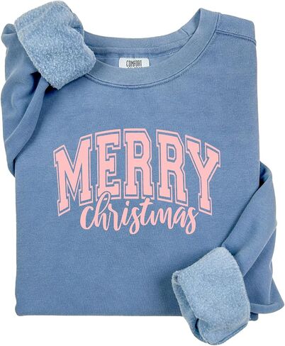 Comfort Colors Merry Christmas Sweatshirt, Christmas Sweater, Holiday Sweatshirt, Merry and Bright, Christmas Party, Winter Shirt in Saudi Arabia
