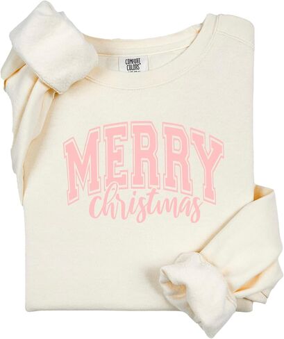 Comfort Colors Merry Christmas Sweatshirt, Christmas Sweater, Holiday Sweatshirt, Merry and Bright, Christmas Party, Winter Shirt in Saudi Arabia