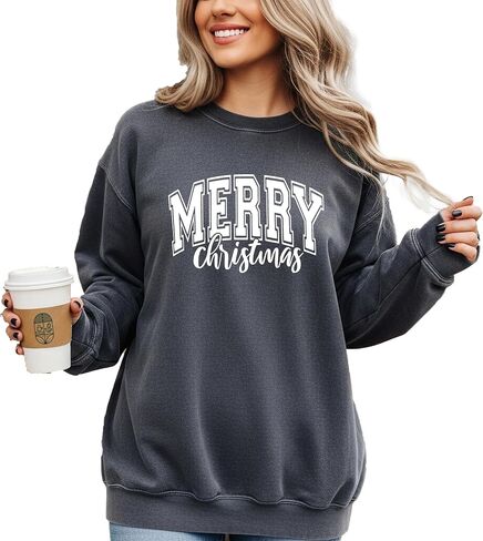 Comfort Colors Merry Christmas Sweatshirt, Christmas Sweater, Holiday Sweatshirt, Merry and Bright, Christmas Party, Winter Shirt in Saudi Arabia