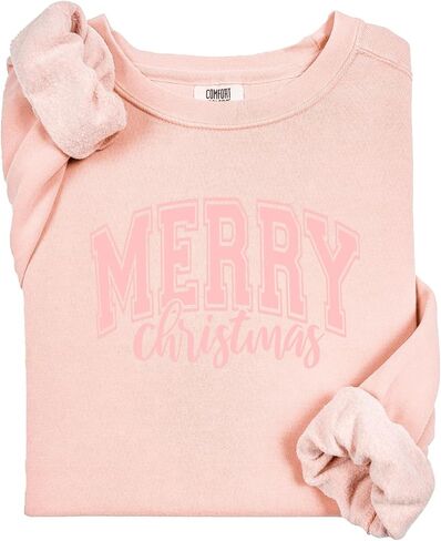 Comfort Colors Merry Christmas Sweatshirt, Christmas Sweater, Holiday Sweatshirt, Merry and Bright, Christmas Party, Winter Shirt in Saudi Arabia