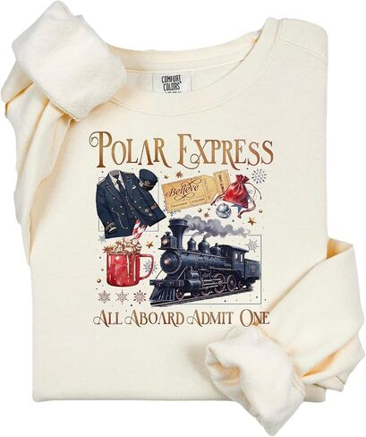 Comfort Colors Polar Express Sweatshirt, Funny Xmas Outfit, Christmas Family Vacation Sweatshirt, Vintage Christmas Tee in Saudi Arabia