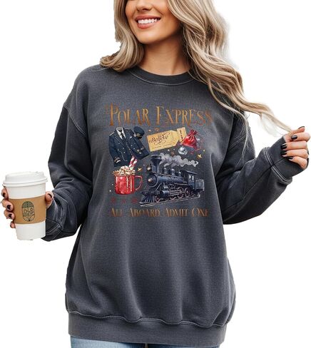 Comfort Colors Polar Express Sweatshirt, Funny Xmas Outfit, Christmas Family Vacation Sweatshirt, Vintage Christmas Tee in Saudi Arabia