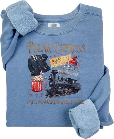Comfort Colors Polar Express Sweatshirt, Funny Xmas Outfit, Christmas Family Vacation Sweatshirt, Vintage Christmas Tee in Saudi Arabia