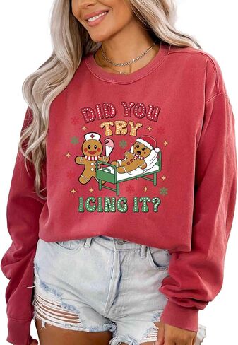 Comfort Colors, Did You Try Icing It? Gingerbread Christmas Sweatshirt, Funny Holiday Shirt, Cute Xmas Pullover, Festive Christmas Shirt, Cozy Winter in Saudi Arabia