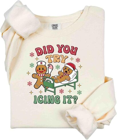 Comfort Colors, Did You Try Icing It? Gingerbread Christmas Sweatshirt, Funny Holiday Shirt, Cute Xmas Pullover, Festive Christmas Shirt, Cozy Winter in Saudi Arabia