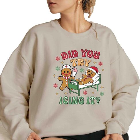 Did You Try Icing It? Gingerbread Christmas Sweatshirt, Funny Holiday Shirt, Cute Xmas Pullover, Festive Christmas Shirt, Cozy Winter in Saudi Arabia