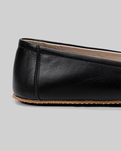 Tulip Black Color Artisan Handcrafted Genuine Leather Zero Drop Barefoot Flat Ballet Shoes for Women Wide Toe Box Flexible Sole Lightweight Breathable Eco-Friendly Grounding Minimalist Shoes in Saudi Arabia