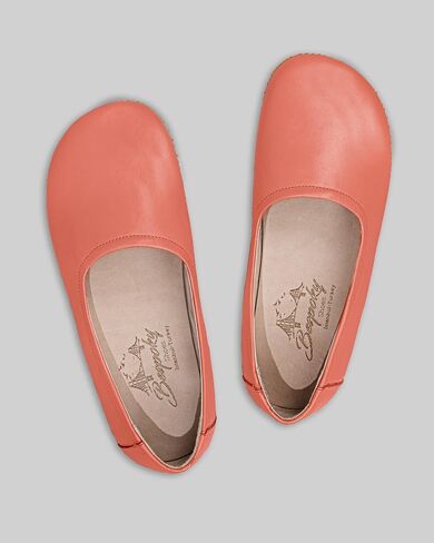 Tulip Pomegranate Color Artisan Handcrafted Genuine Leather Zero Drop Barefoot Flat Ballet Shoes for Women Wide Toe Box Flexible Sole Lightweight Breathable Eco-Friendly Grounding Minimalist Shoes in Saudi Arabia