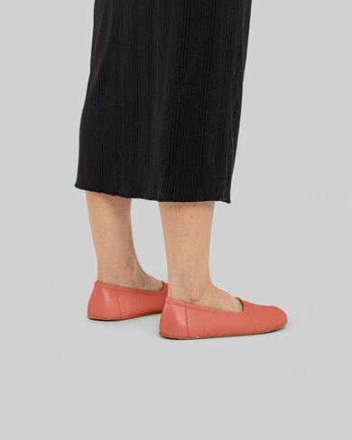 Tulip Pomegranate Color Artisan Handcrafted Genuine Leather Zero Drop Barefoot Flat Ballet Shoes for Women Wide Toe Box Flexible Sole Lightweight Breathable Eco-Friendly Grounding Minimalist Shoes in Saudi Arabia