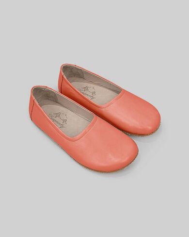 Tulip Pomegranate Color Artisan Handcrafted Genuine Leather Zero Drop Barefoot Flat Ballet Shoes for Women Wide Toe Box Flexible Sole Lightweight Breathable Eco-Friendly Grounding Minimalist Shoes in Saudi Arabia