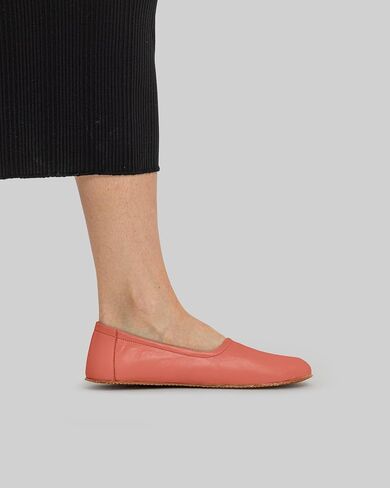 Tulip Pomegranate Color Artisan Handcrafted Genuine Leather Zero Drop Barefoot Flat Ballet Shoes for Women Wide Toe Box Flexible Sole Lightweight Breathable Eco-Friendly Grounding Minimalist Shoes in Saudi Arabia
