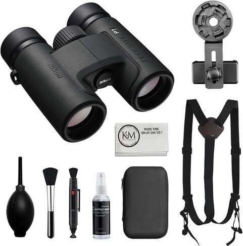 Nikon Prostaff P7 10x30 مناظير مجمعة مع حزام تسخير + مجموعة تنظيف ديلوكس + الهاتف الذكي إلى محول مجهر + قطعة قماش لتنظيف الألياف الدقيقة (5 عناصر) in Kuwait