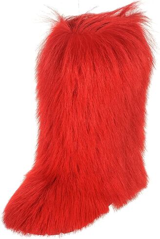 Cherry Red Goat Fur Snow Boots for Women, Mukluks, Moutons, Handmade by LITVIN in Saudi Arabia