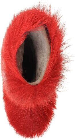 Cherry Red Goat Fur Snow Boots for Women, Mukluks, Moutons, Handmade by LITVIN in Saudi Arabia