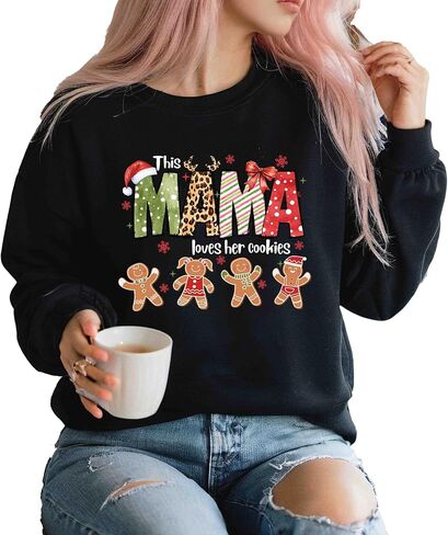 This Mama Loves Her Cookies Sweatshirt, Personalized Christmas Mama Shirt, Mama Holiday Shirt, Custom Gift, Gingerbread Shirt in Saudi Arabia