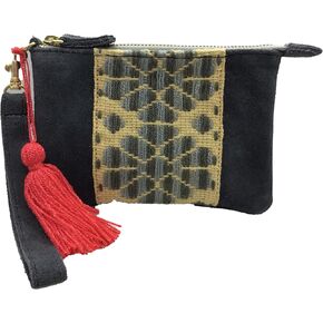 Purse "Rosario", made by Jühue Artesanal, Handmade purse made in Mexico, Brown Purse, hand embroidery, unique piece, Embroidered purse, Mexican embroidery, Made in Mexico, Suede Purse in Kuwait