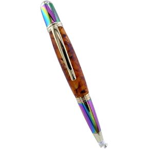 Handmade Sierra Mesa ballpoint pen. Popcorn acrylic in caramel and brown. Gold and prismatic metallic trim. Twist to open. Black ink. in Kuwait