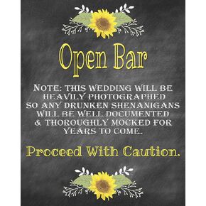 Open Bar Sign for Wedding Reception Rustic Style Chalkboard Inspired - 8x10 in Saudi Arabia