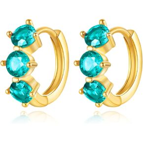 18K Gold Birthstone Earrings for Women Teen Girls Small Huggie Hoop Earrings Tiny Cartilage Stud Earrings Mini Cartilage Hypoallergenic Cubic Zirconia Birthstone Huggie Earrings in Kuwait