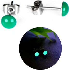 Glow-in-the-Dark 5mm Round Stainless Steel Stud Earrings for Women, Teens & Girls - Hypoallergenic, Flat Back Earrings, Handmade in Italy, Jewelry Set, Stylish Earrings (Dark Turquoise, 5 mm.) in Saudi Arabia