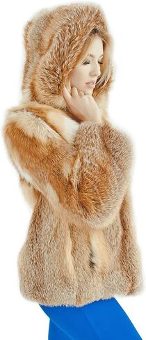 Fox Fur Coat Long Winter Coats for women Oversized Fur Jacket Windbreaker (Red) in Saudi Arabia
