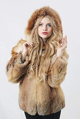 Fox Fur Coat Long Winter Coats for women Oversized Fur Jacket Windbreaker (Red) in Saudi Arabia