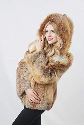 Fox Fur Coat Long Winter Coats for women Oversized Fur Jacket Windbreaker (Red) in Saudi Arabia